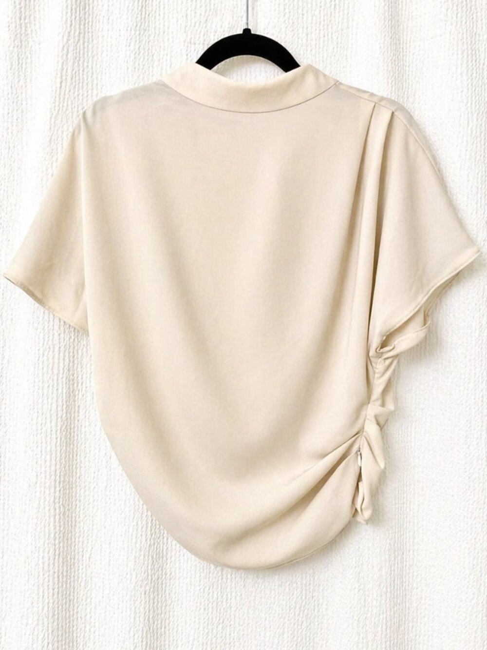 H&M Cream Draped Blouse Minimal Chic Top Size Small